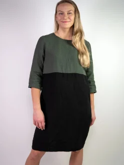 ADA Pellavamekko- tummanvihreä / musta