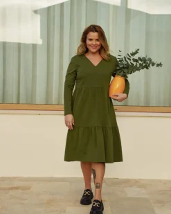 Amelie Dress kerrosmekko - Chive