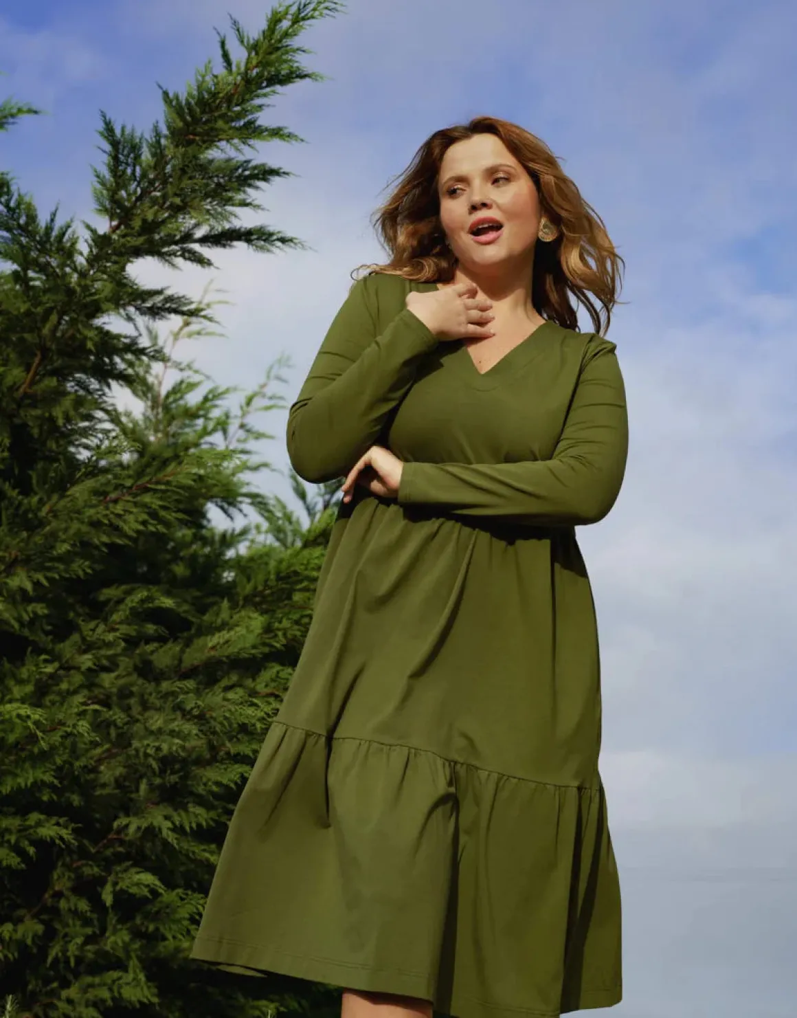 Amelie Dress kerrosmekko - Chive