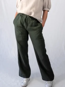 ASTA Pellavahousut - Tummanvihreä