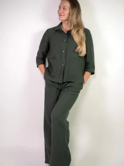 ASTA Pellavahousut - Tummanvihreä