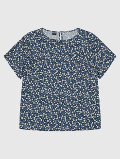Bea Printti T-paita - Tummansininen kehäkukka