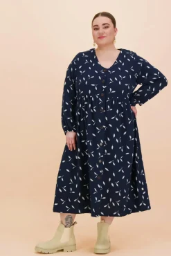 Button Dress - Indigo Wind