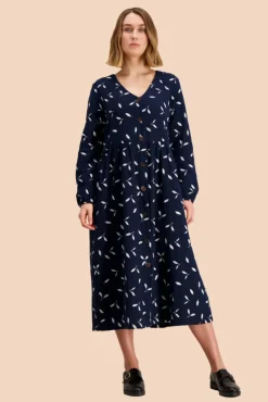 Button Dress - Indigo Wind
