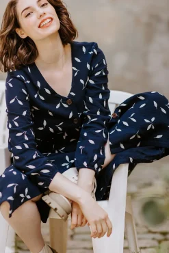 Button Dress - Indigo Wind