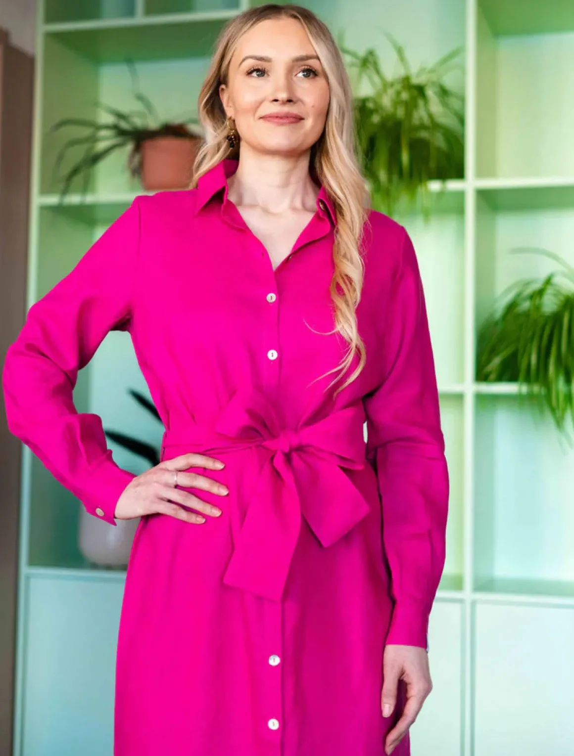 Chloe Linen Dress - Candy Pink