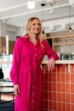 Chloe Linen Dress - Candy Pink