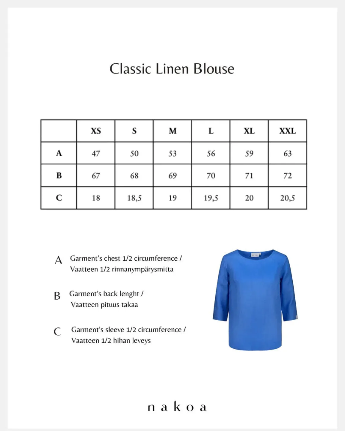 Classic Linen Blouse - Marina Blue