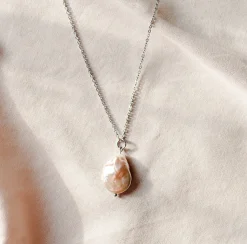 Coin Pearl thin chain - Silver