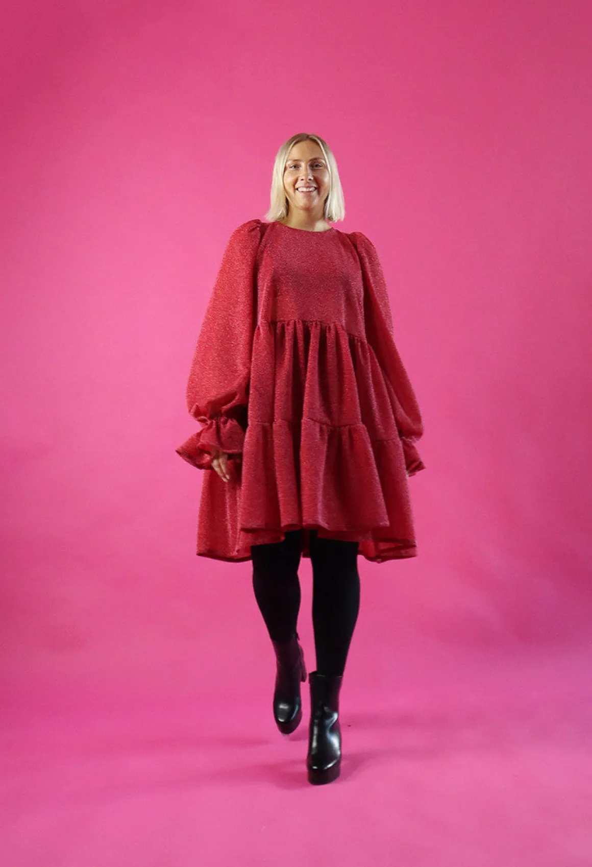 Dishy Dress - Glitter Punainen