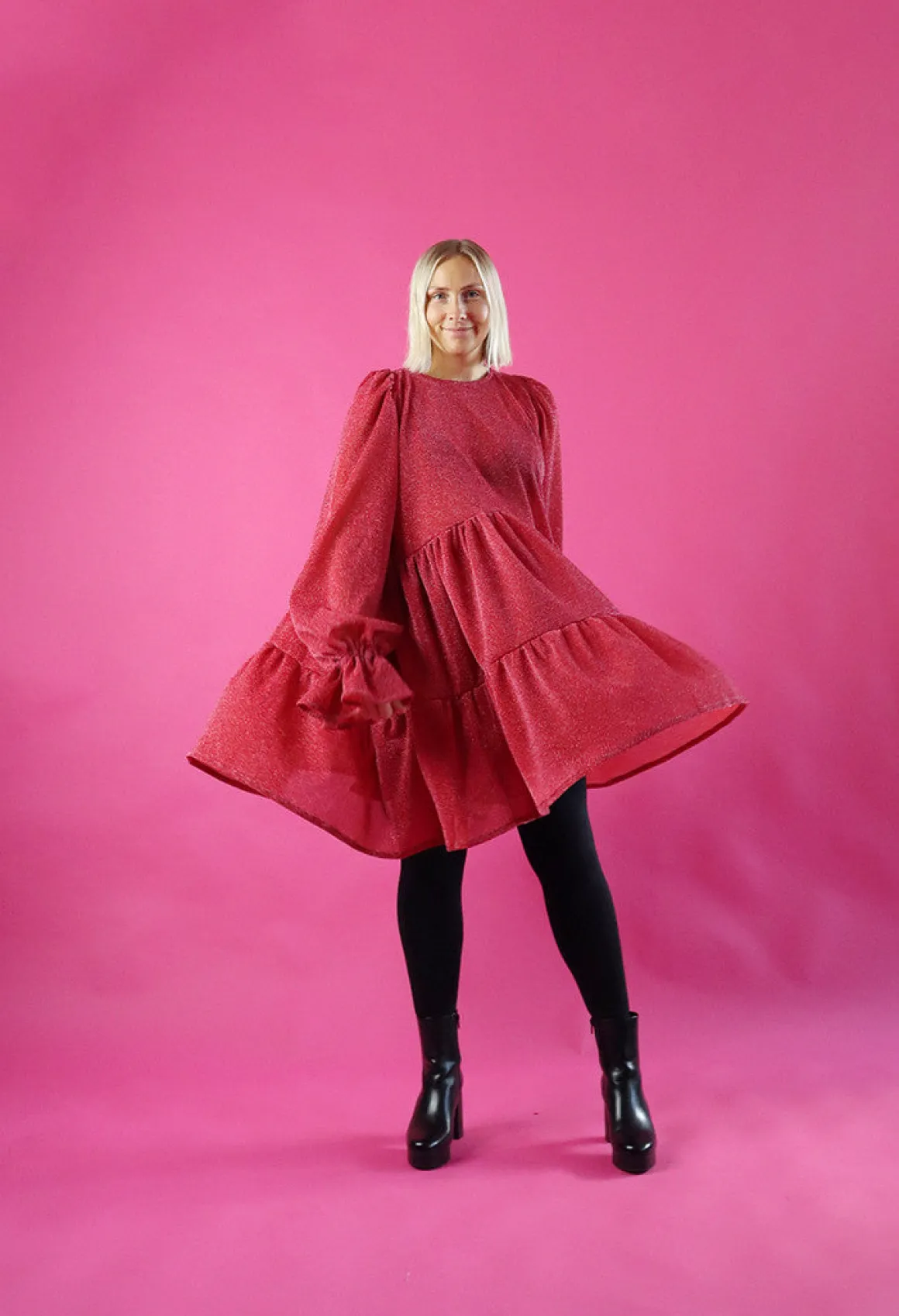 Dishy Dress - Glitter Punainen