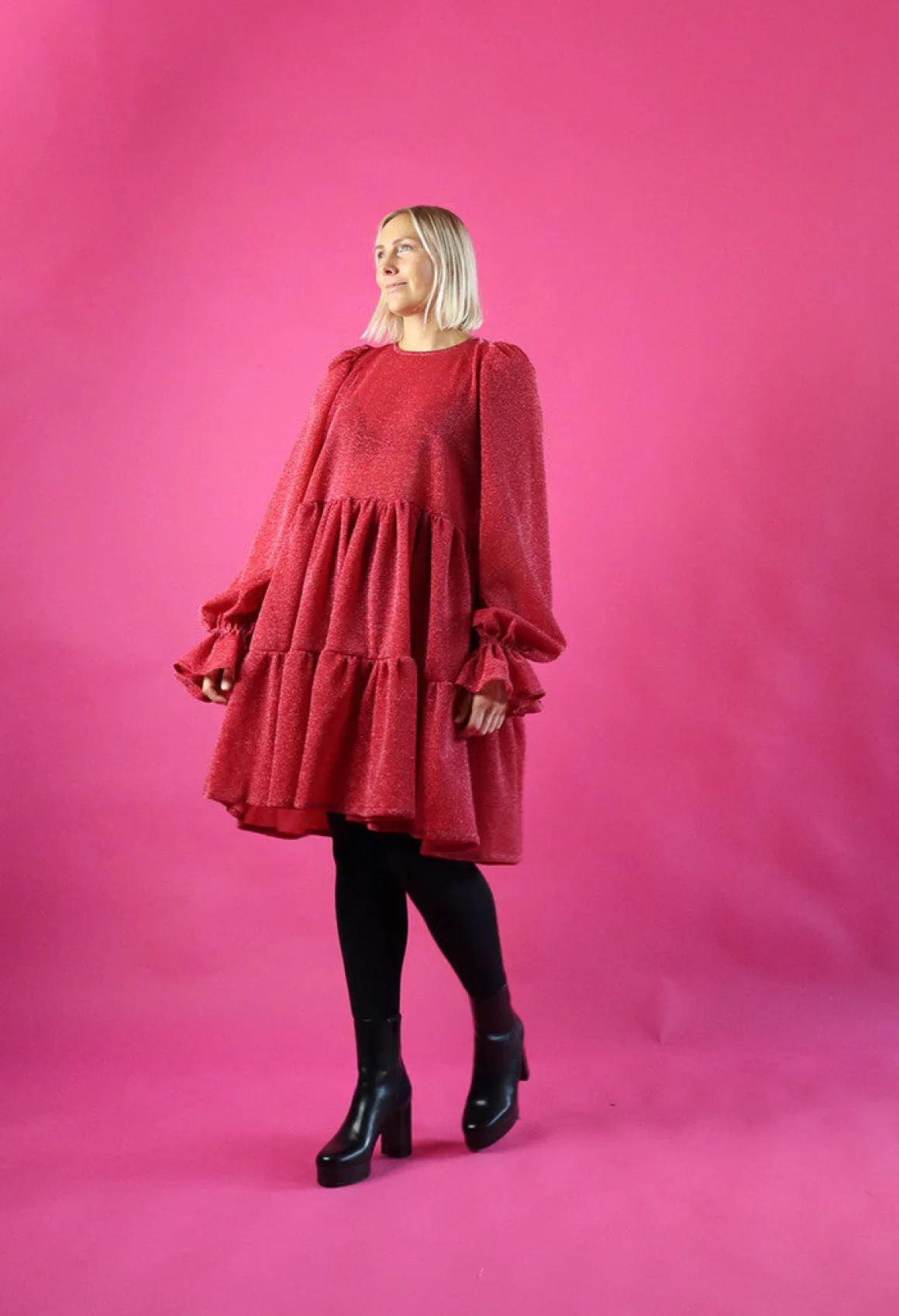 Dishy Dress - Glitter Punainen