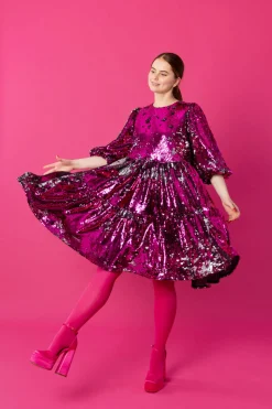Dishy Dress - Pinkki Paljetti XL/XXL