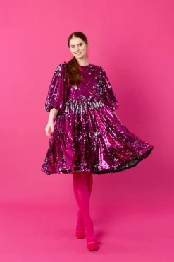 Dishy Dress - Pinkki Paljetti XL/XXL