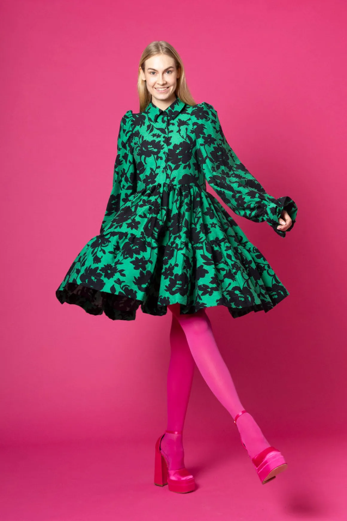 Dishy Dress - Vihreä Kukka