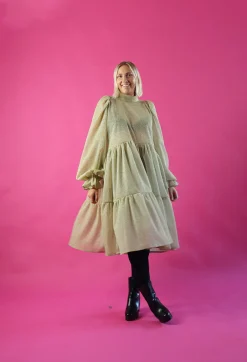 Dishy Dress Rusettikauluksella - Glitter Valkokulta M/L