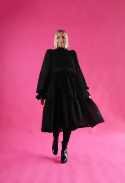 Dishy Dress Rusettikauluksella - Glitter Musta M/L