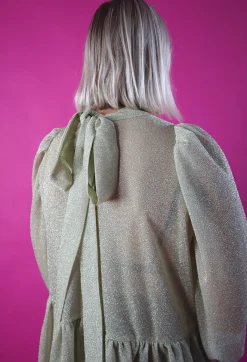 Dishy Dress Rusettikauluksella - Glitter Valkokulta M/L