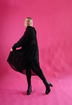 Dishy Dress Rusettikauluksella - Glitter Musta M/L