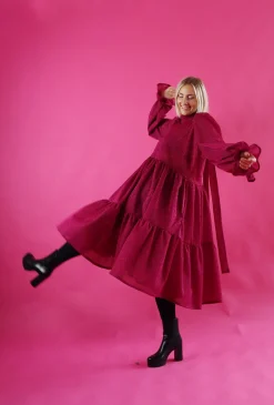 Dishy Dress Rusettikauluksella - Glitter Pinkki