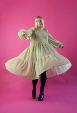 Dishy Dress Rusettikauluksella - Glitter Valkokulta M/L