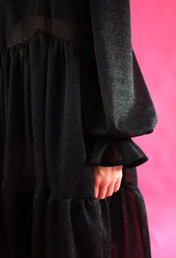 Dishy Dress Rusettikauluksella - Glitter Musta M/L