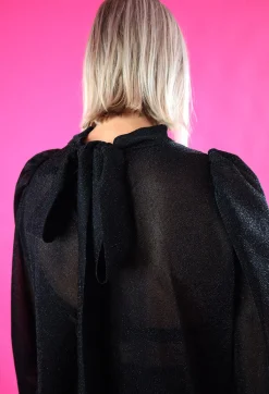 Dishy Dress Rusettikauluksella - Glitter Musta M/L