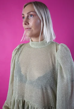 Dishy Dress Rusettikauluksella - Glitter Valkokulta M/L