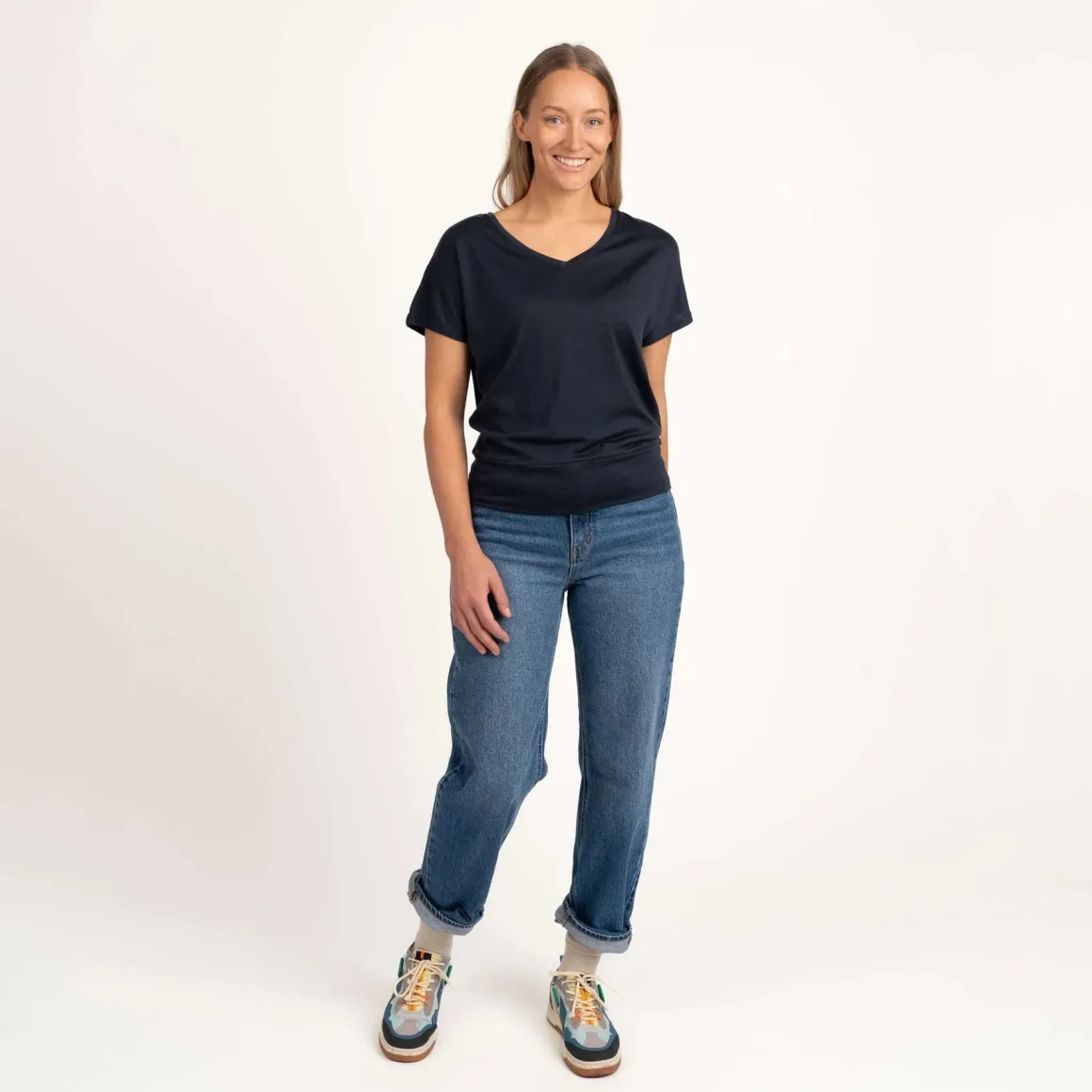 Eva merino T-paita - Indigonsininen