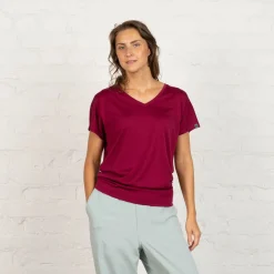 Eva merino T-paita - Rubiini