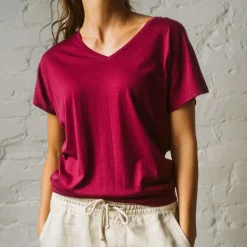 Eva merino T-paita - Rubiini