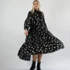 Flowy Dress Long - Daisy Black