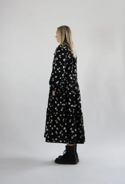 Flowy Dress Long - Daisy Black
