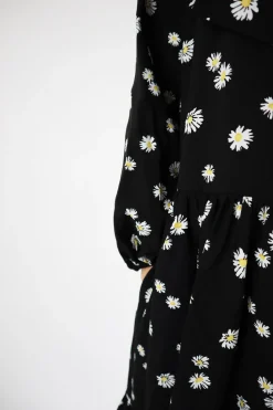 Flowy Dress Long - Daisy Black