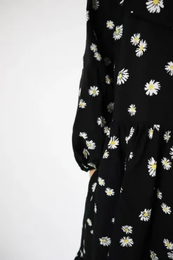 Flowy Dress Long - Daisy Black