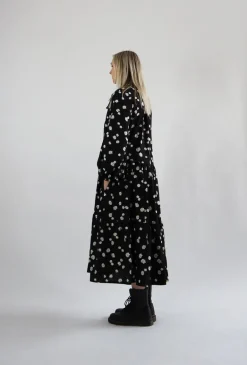 Flowy Dress Long - Daisy Black