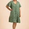 Frill Button Dress - Sage Wind