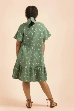 Frill Button Dress - Sage Wind