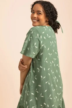 Frill Button Dress - Sage Wind