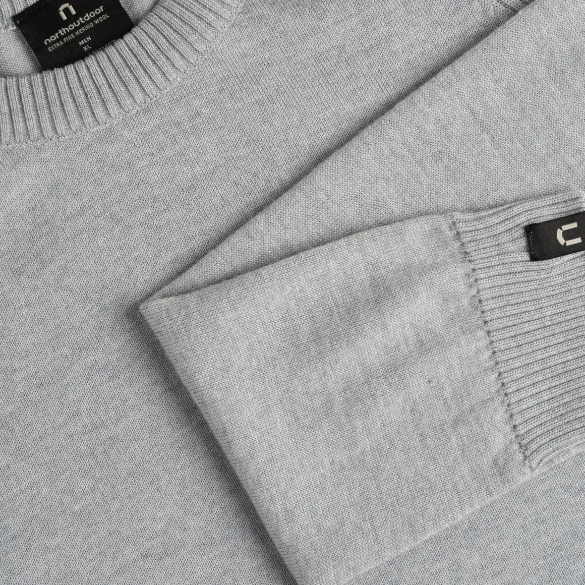 Hohka miesten merinoneulepusero - Vaaleanharmaa