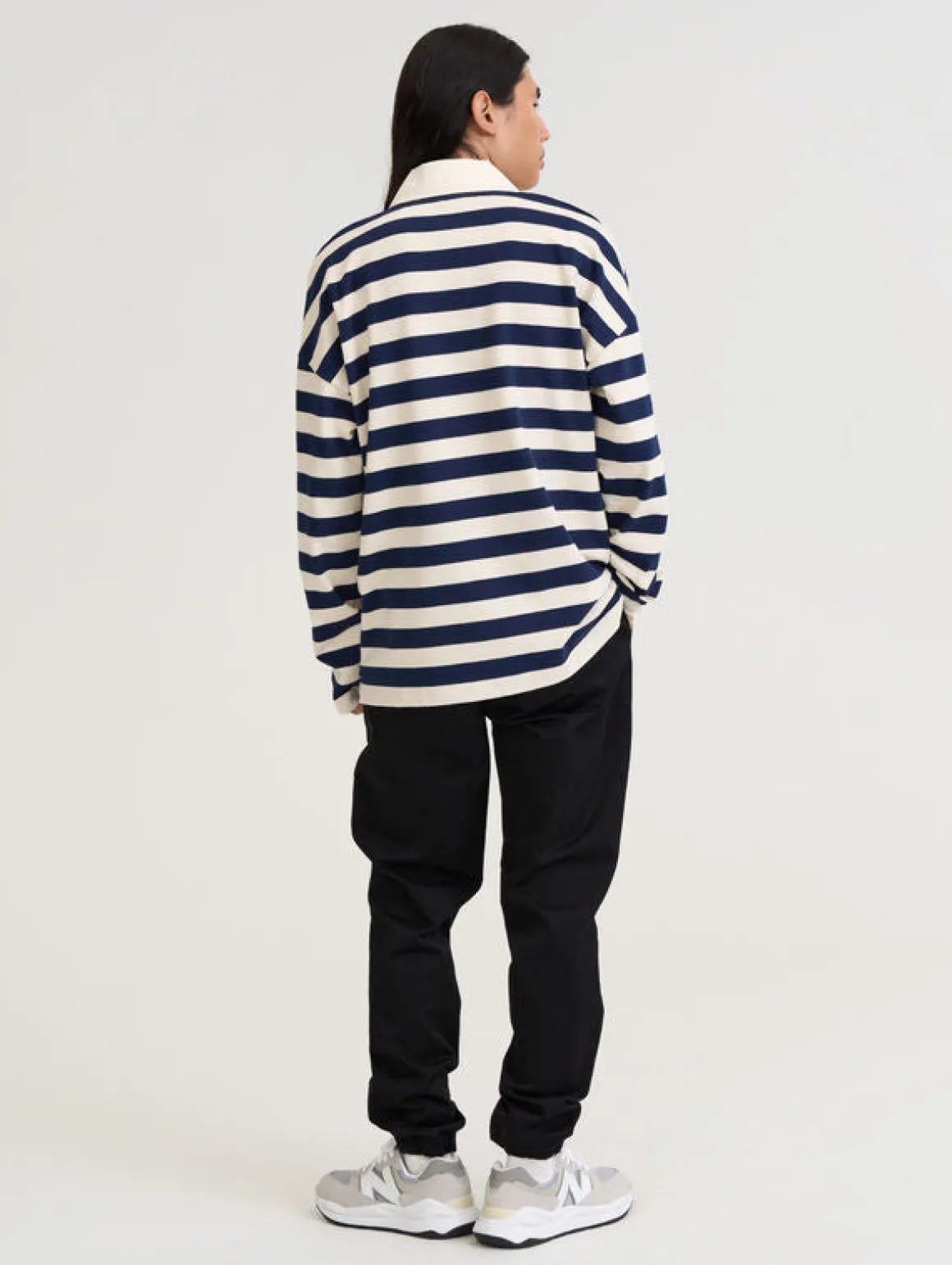 Jere Rugbypaita - Musteensininen/koivu raita