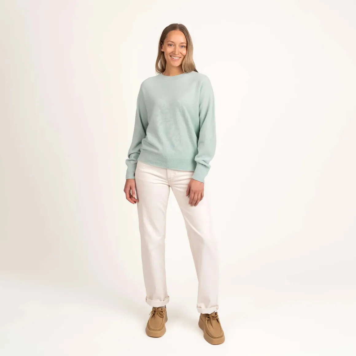 Kide merinoneulepusero - Vaalea minttu