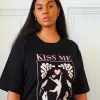 Kiss Me Oversize T-shirt - Black