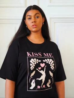 Kiss Me Oversize T-shirt - Black