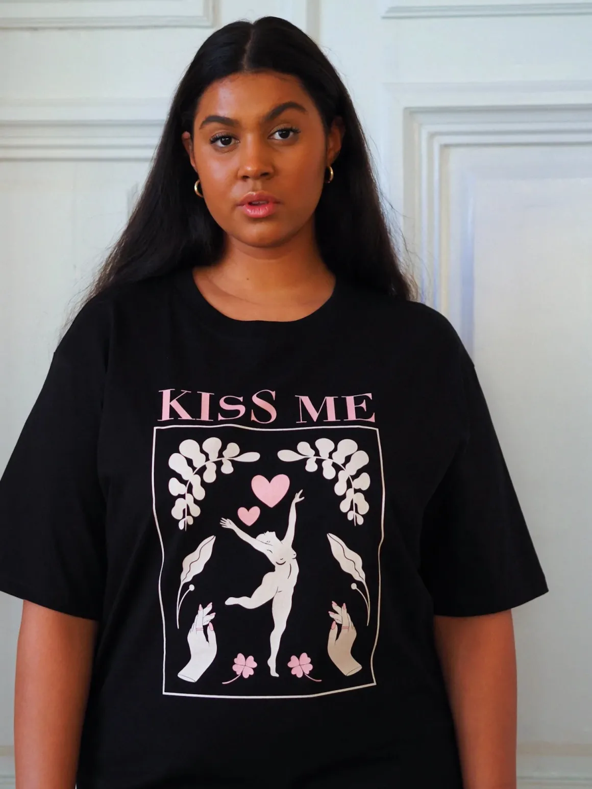 Kiss Me Oversize T-shirt - Black