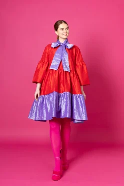 Lush Dress - Punainen/Laventeli M/L