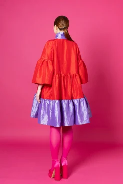 Lush Dress - Punainen/Laventeli M/L