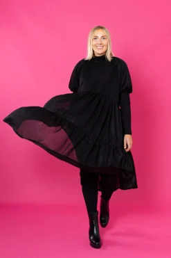 Lush Dress Puhvihihoilla - Glitter Musta M/L