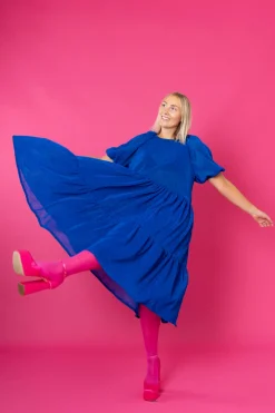 Lush Dress Puhvihihoilla - Glitter Sininen M/L