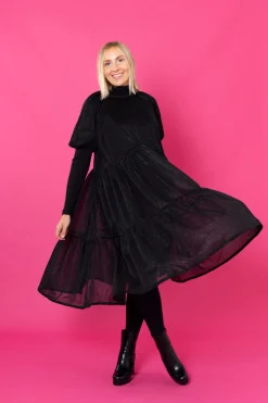 Lush Dress Puhvihihoilla - Glitter Musta M/L